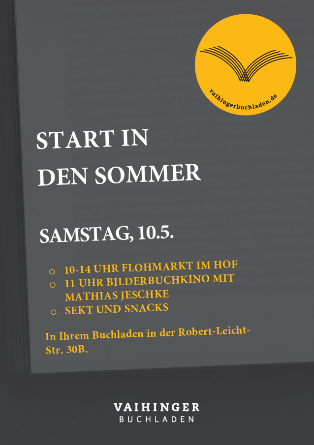 Graues Plakat mit weißer und orangefarbener Schrift, auf dem die Daten des Fests festgehalten werden.